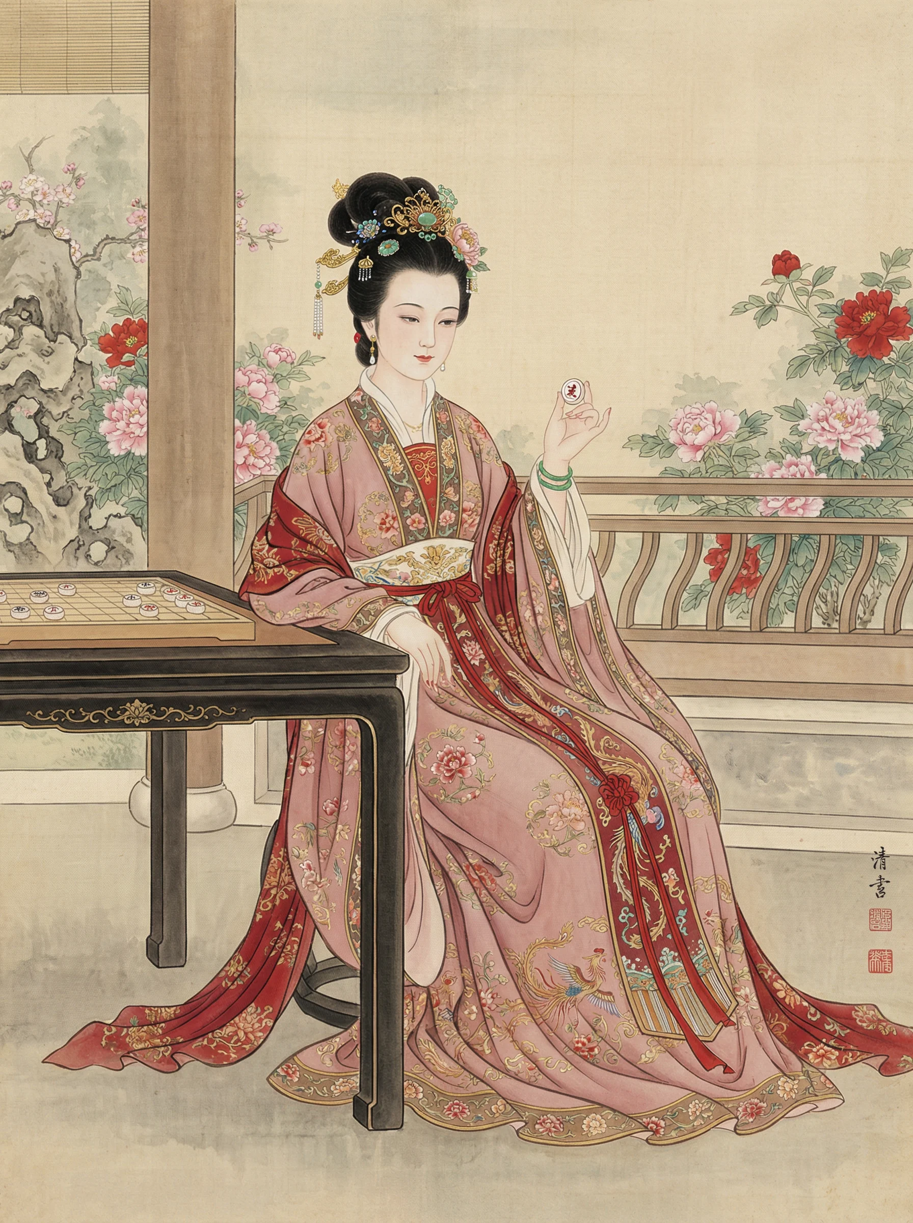 宫廷仕女弈棋图 - 德州扑克 后宫佳丽