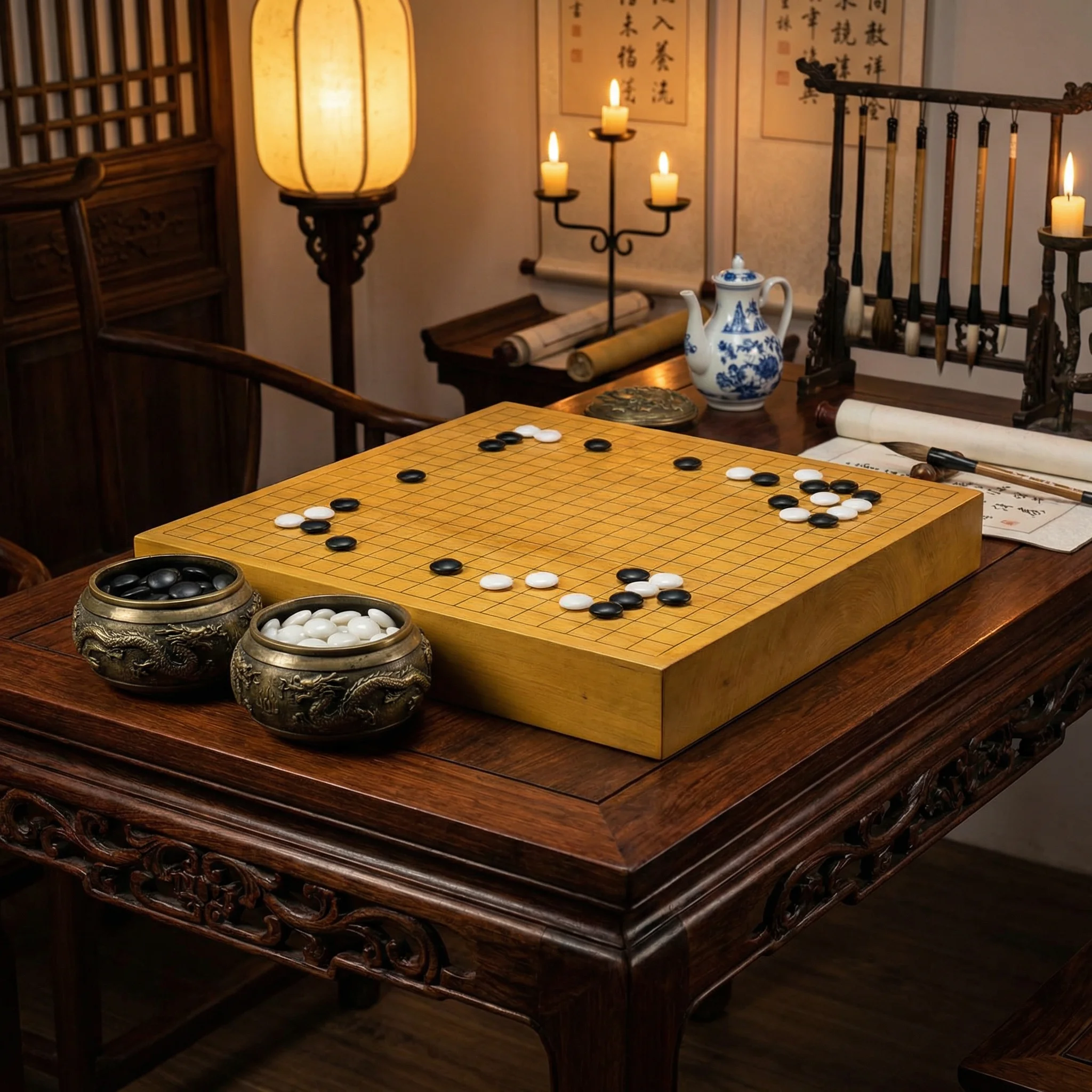 古代围棋棋盘与玉石棋子 - 德州扑克 鉴赏
